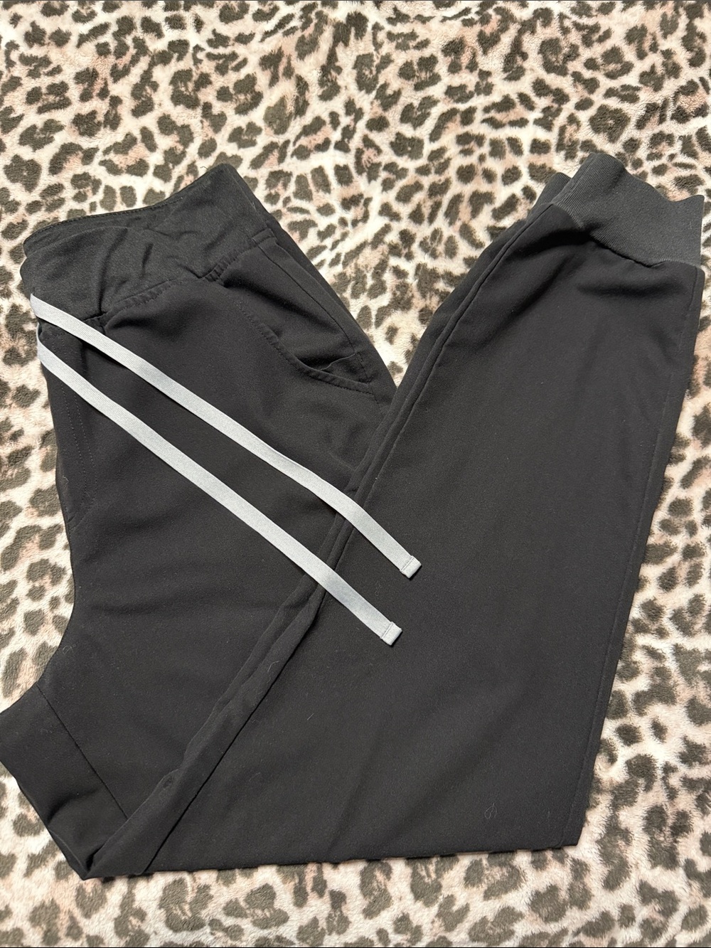 Black Jogger Scrubs with Gray Drawstrings - Picture 2 of 3